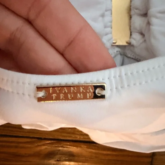 Ivanka Trump White and Gold Detail Top - Picture 2 of 3